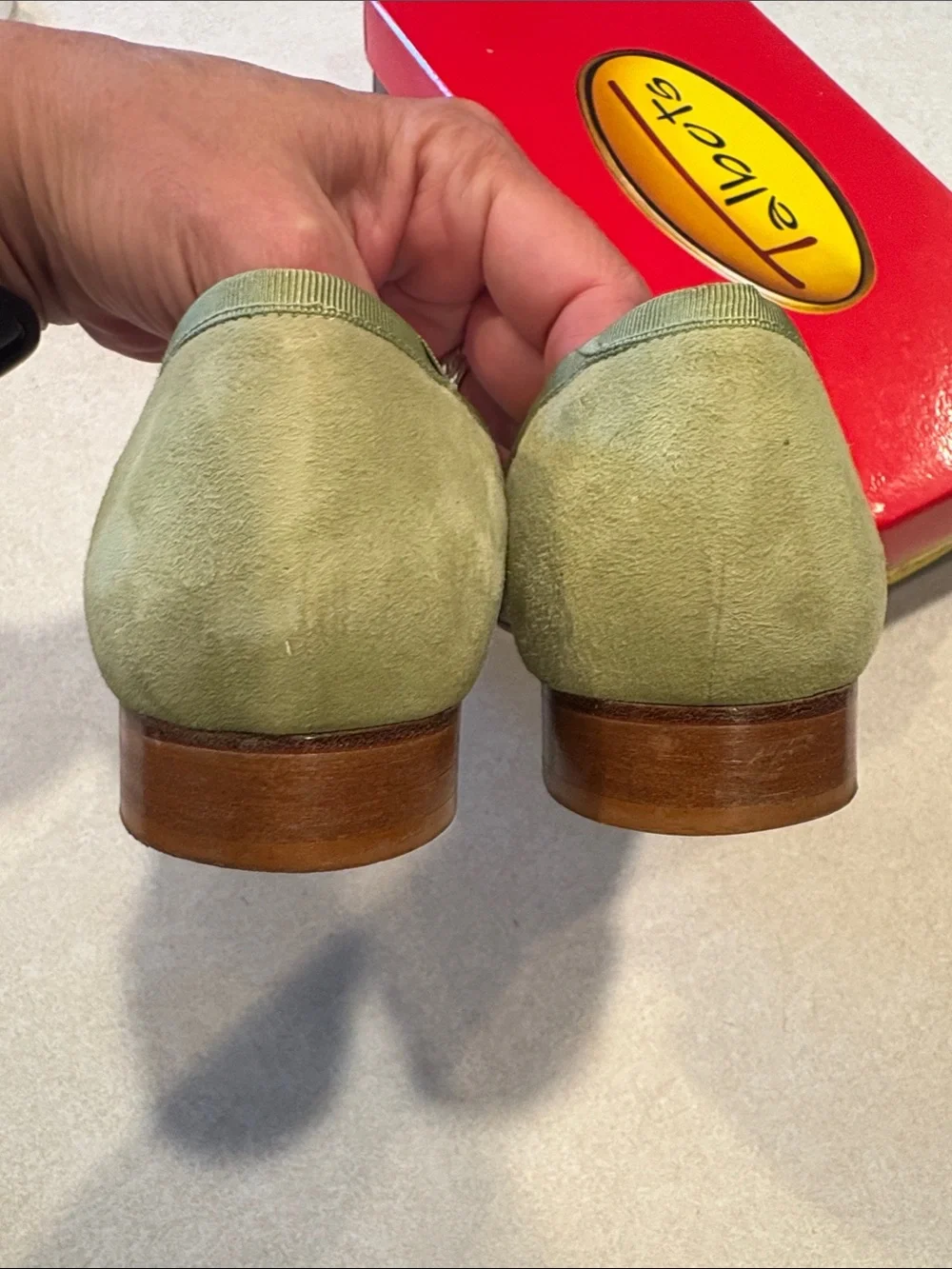 Talbots sage Green Perforated Ballet Flats size 8 medium